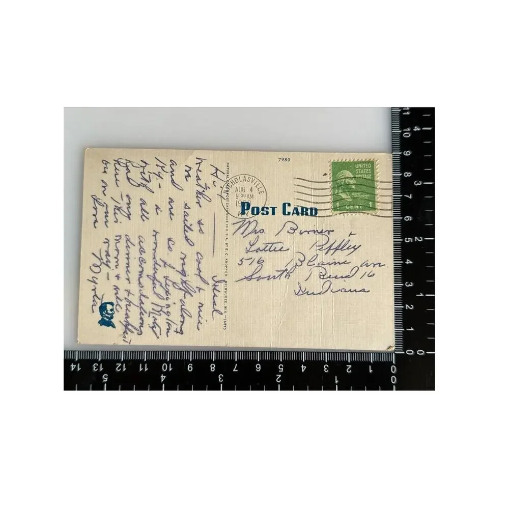 Vintage Litho Postcard Old Kentucky Home Music Lyrics Posted 1950 EC Kropp Co